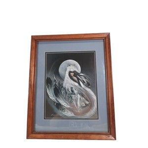 Carole Bourdo Woman of the Wolves 1995 Limited Ed. Framed Matted Print 8x10